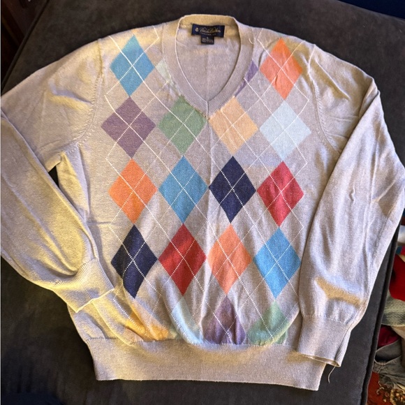 Brooks Brothers V-Neck Argyle Sweater - Multicolor - Picture 1 of 9